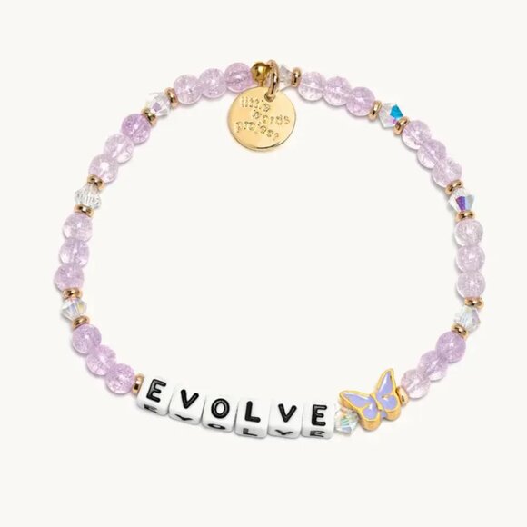 BNWT Little Words Project “Evolve” White Beaded Butterfly Bracelet - Picture 1 of 4